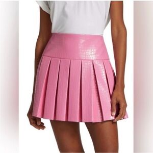 Alice + Olivia Emilie Pleated Faux Leather Mini Skirt/Size 4